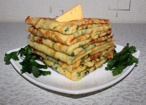 Сырные блины с зеленью. 

