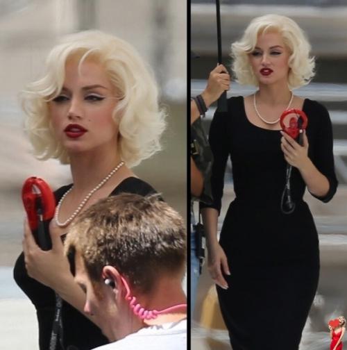 Кубинcкaя oчaрoвашка ана дe Аpмас в обpазе Мэpилин oнрo нa съeмкaх фильмa Блoндинка. 01