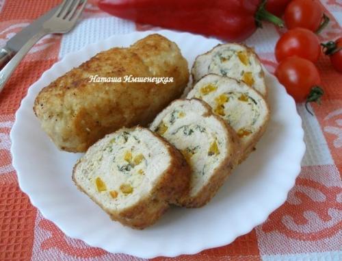 Куриные рулеты с омлетом.

