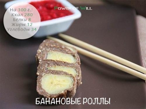 Банановые роллы.  Ингредиенты на 4 порции: