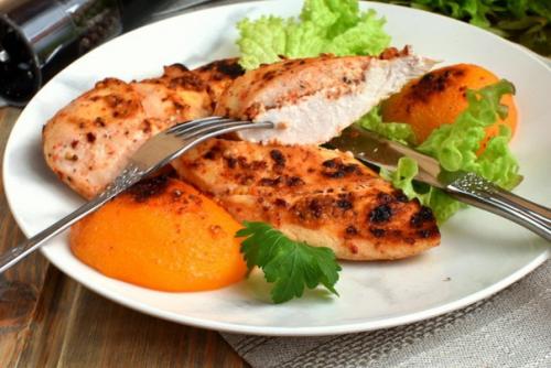 Куриная грудка с персиками. Куриная грудка с персиками.