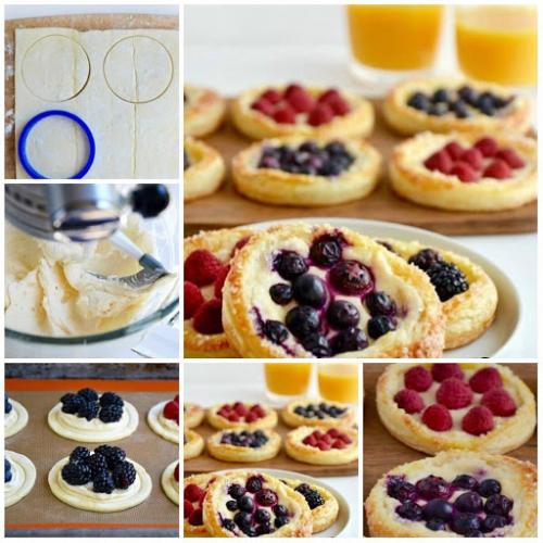 Тарталетки с начинкой из творога и ягодами из готового слоеного теста. 04 Тарталетки с начинкой из творога и ягодами из готового слоеного теста. 04