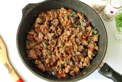Куриная печень с баклажанами. 02 Куриная печень с баклажанами. 02