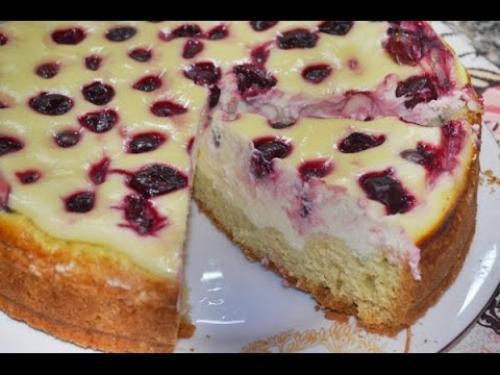 Нежный пирог с ягодами и сметанной заливкой. 01 Нежный пирог с ягодами и сметанной заливкой. 01