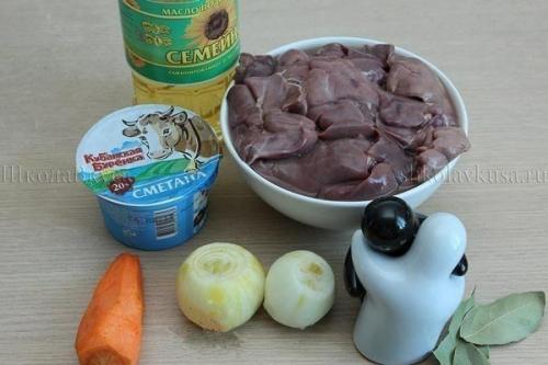 Куриная печень в сметане. 01 Куриная печень в сметане. 01