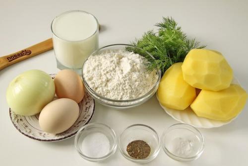 Заливной пирог с картошкой на кефире. 01