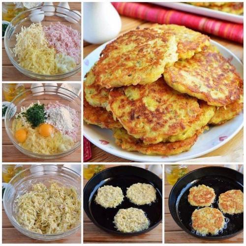 Драники с ветчиной с сыром. Драники с ветчиной с сыром.