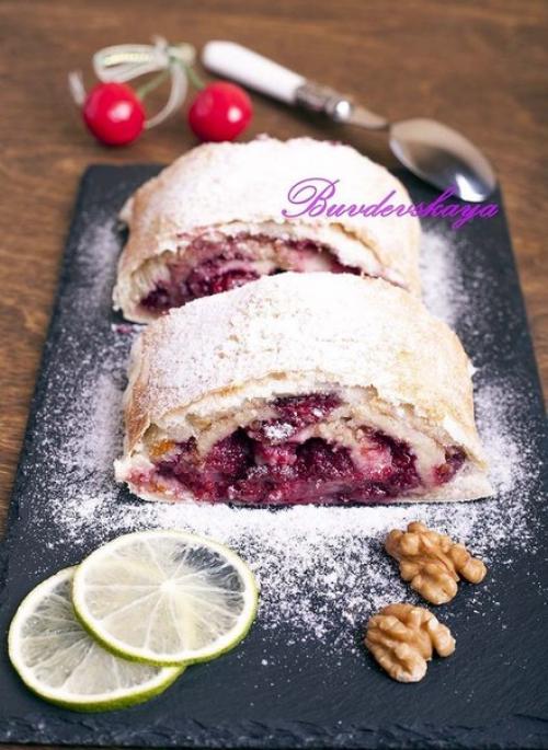 Ленивый штрудель с вишней и орехами. 05 Ленивый штрудель с вишней и орехами. 05
