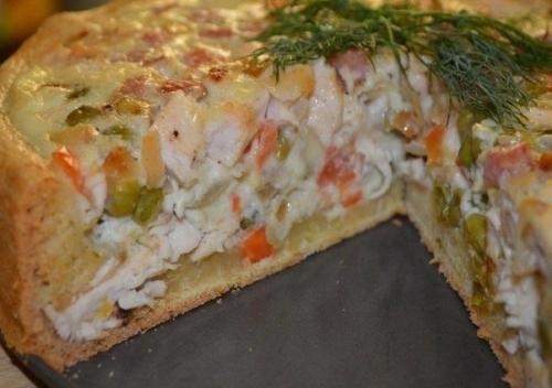 Открытый пирог с мясом и овощами. Открытый пирог с мясом и овощами.