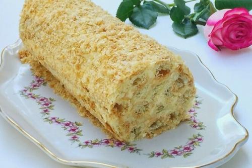 Слоеное полено или необычное оформление торта Наполеон. 01