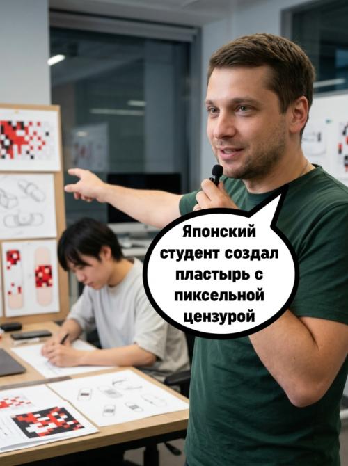 Японский студент придумал пластырь, который цензурирует рану. 01 Японский студент придумал пластырь, который цензурирует рану. 01