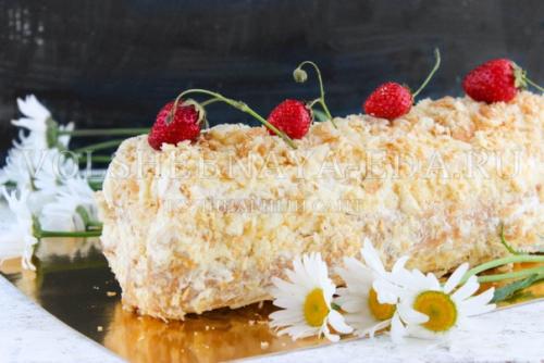 Слоеное полено или необычное оформление торта Наполеон. 03