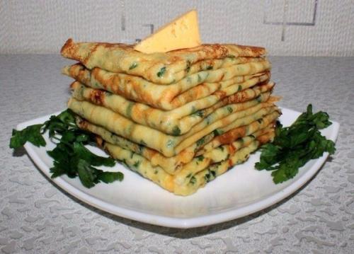 Сырные блины с зеленью. 01