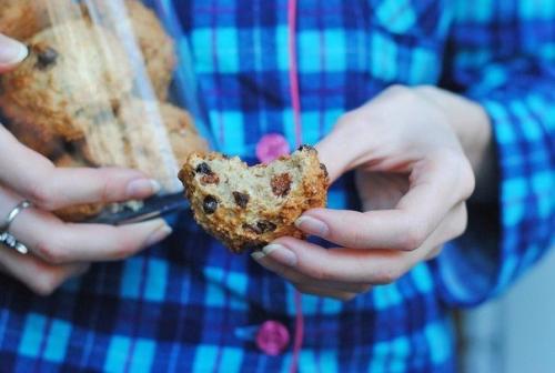Овсяное печенье с бананом и шоколадом.