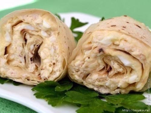 Рулеты из лаваша с курицей и плавленым сырком. 05 Рулеты из лаваша с курицей и плавленым сырком. 05