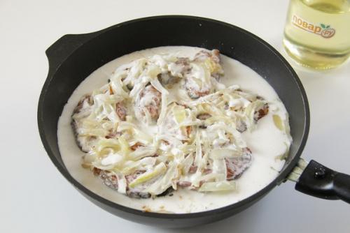 Горбуша в сметане на сковороде. 05 Горбуша в сметане на сковороде. 05