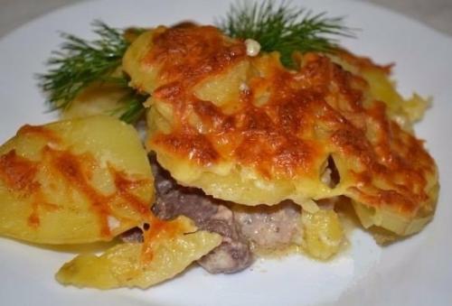 Картофель с мясом по-французски.