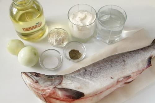 Горбуша в сметане на сковороде. 01 Горбуша в сметане на сковороде. 01