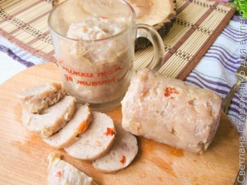 Домашняя вареная колбаса в кружке. 07