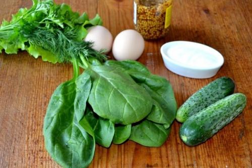 Салат со шпинатом и огурцом. 01