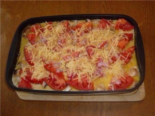 Свинина, запеченная с овощами под соусом бешамель. 08