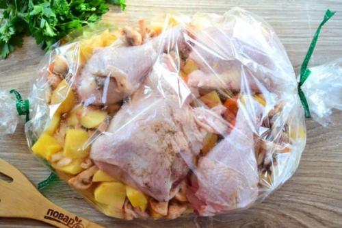 Курица в рукаве с грибами и картошкой. 02 Курица в рукаве с грибами и картошкой. 02