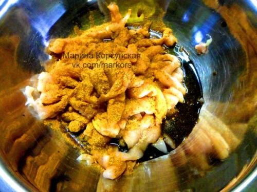 Фунчоза (салат, стеклянная лапша) с курицей и шпинатом. 02