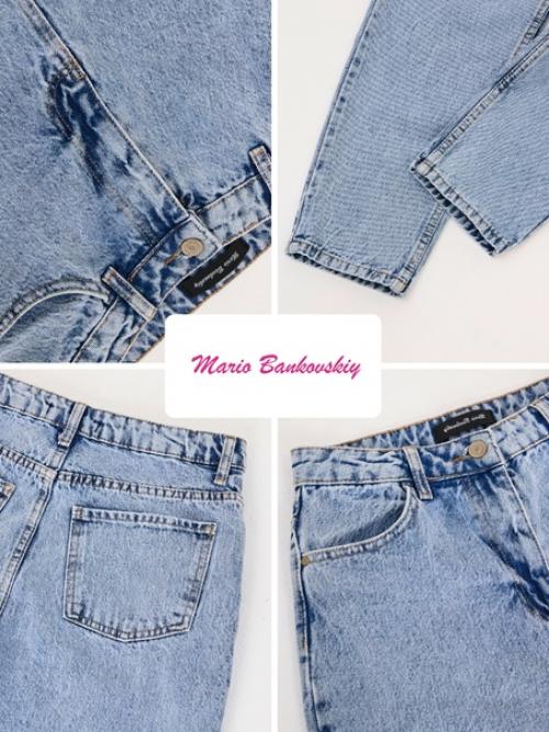 Шикарные голубые джинсы мом, ставшие бестселлером, из плотного турецкого денима, содержащего 100% хлопок! 01