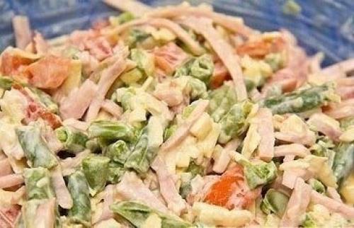 Сaлaт с вeтчиной и стручкoвой фасолью. 05