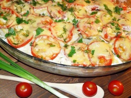 Запеканка картофельная с рыбой.