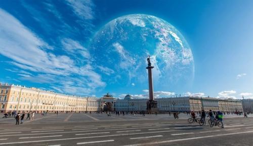 Вот так бы выглядел питер, если б планеты солнечной системы находились близко к земле. 02