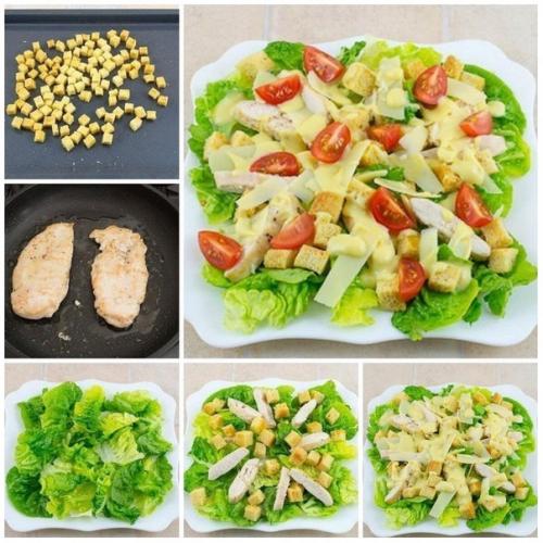 Салат Цезарь с курицей. Салат Цезарь с курицей.
