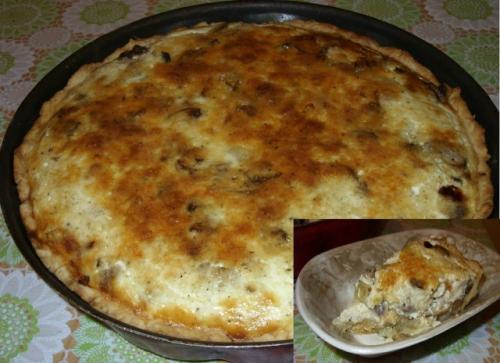 Киш с грибами и курицей.

