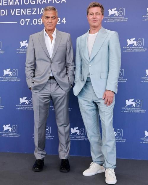 Брэд питт и Джордж клуни вышли на красную дорожку венецианского кинофестиваля вместе со своими любимыми женщинами. 04