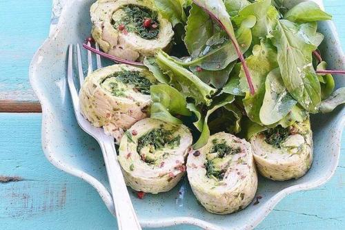 Куриные рулеты с зеленью?
