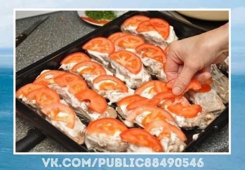 Пальчики оближешь.  Рыбка с сыром и помидорами. 03