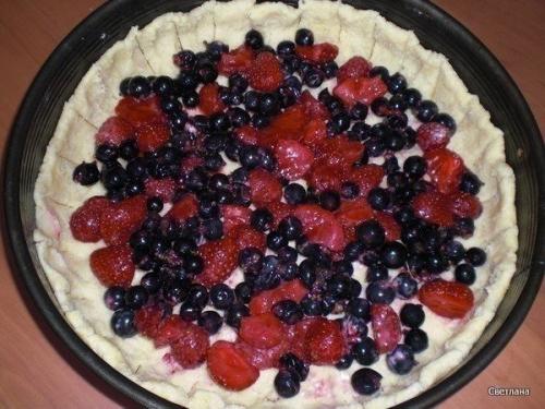 Песочный ягодный пирог со сметанной заливкой. 02 Песочный ягодный пирог со сметанной заливкой. 02