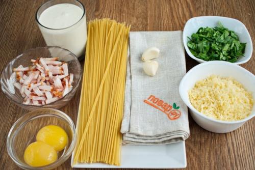 Сливочная Карбонара.  Ингредиенты: 01