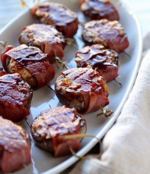 Фаршированные грибы в беконе. 05 Фаршированные грибы в беконе. 05