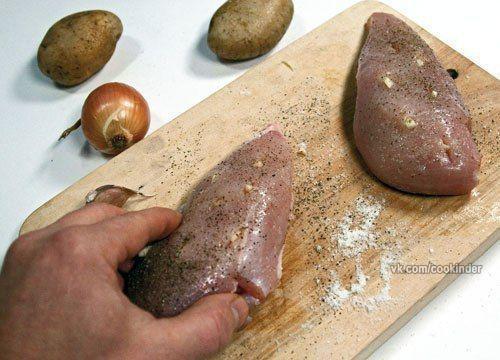 Куриные грудки, запеченные в сливках под сыром. 01