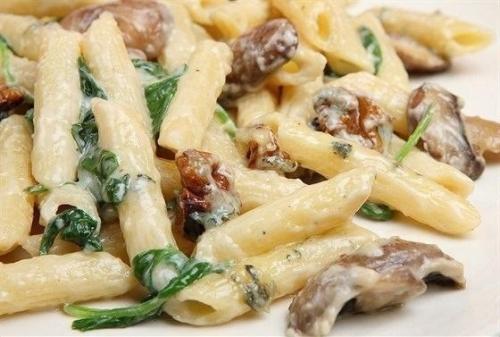 Паста с грибами и курицей.

