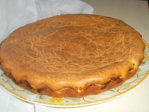 Заливной пирог с зелёным луком и яйцом. 08