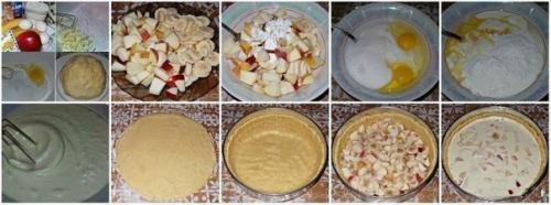 Яблочно - банановый пирог из песочного теста со сметанной заливкой. 01