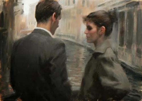 Мужчины и женщины встречаются, общаются и порой влюбляются в картинах британского художника Альдо бальдинга. 01