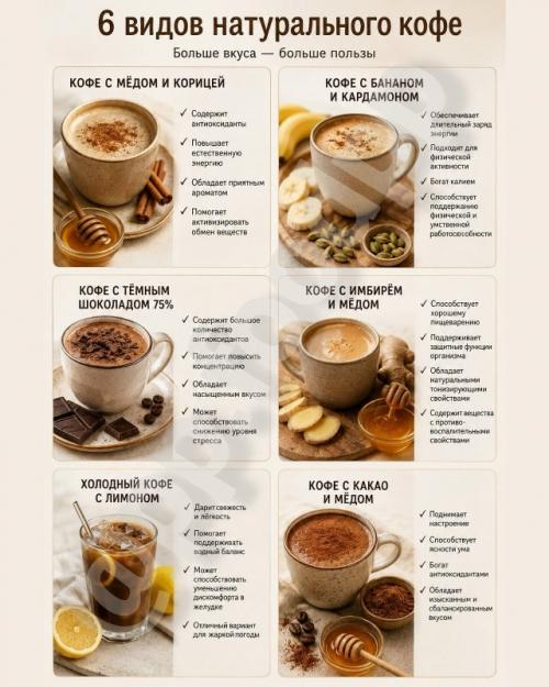 6 видов натурального кофе - выбирайте свой любимый! 

