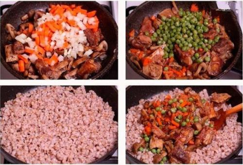 Перловая каша с мясом, грибами и овощами. 02