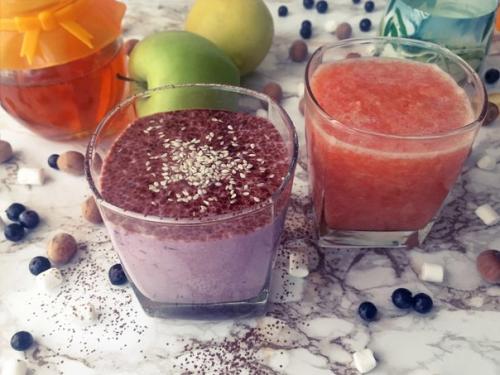 Смузи кефирный и грейпфрутовый.

