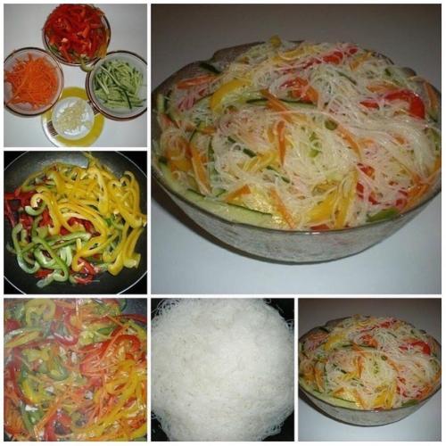 Фунчоза с овощами.  