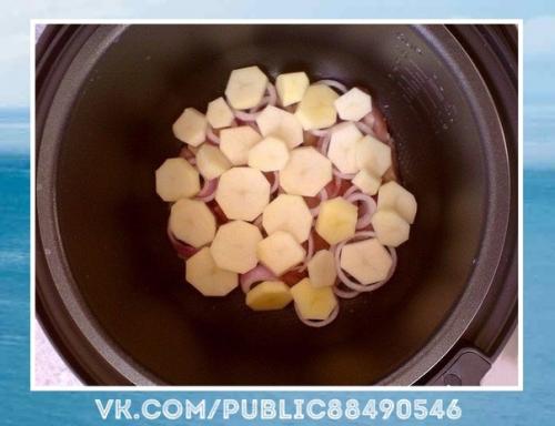 Превосходный рецепт.  Мясо по-французски в мультиварке. 01