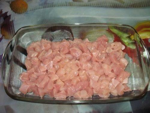 Куриная запеканка с грибами.

